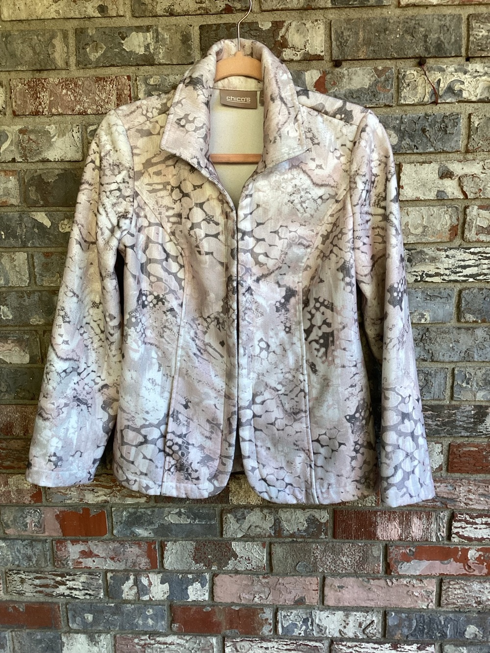 Chico's Lavender-Gray Patterned Zip Jacket